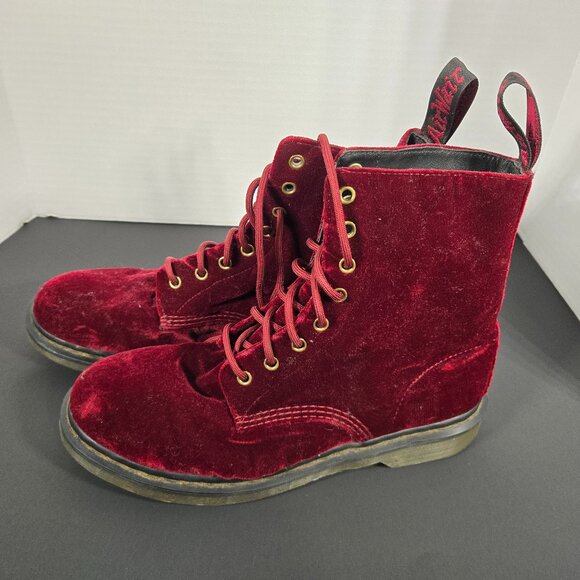 Dr Martens Women's Vegan 1460 Velvet Lace Up Boots Size 11 US L - Picture 1 of 10